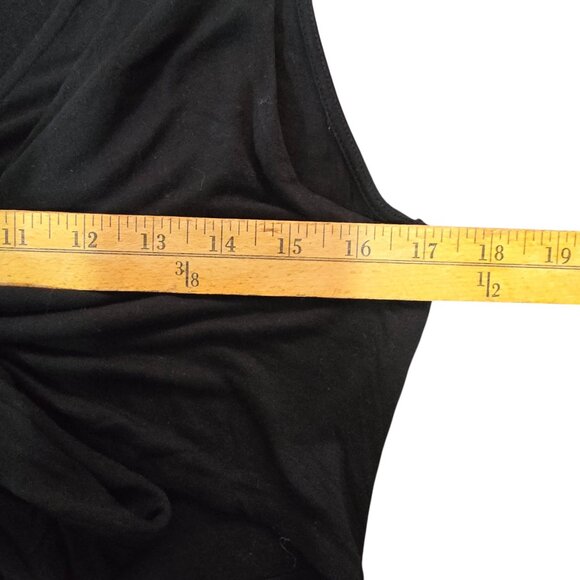AllSaints Jayda Dress Womens Medium Black Sleeveless Tie Front Drape Jersey Mini - Picture 9 of 13